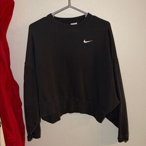 Nike Women's Anthracite Oversized Cropped Crewneck Sweatshirt